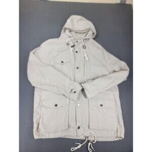 Tommy Bahama Jacket Mens XL Hooded Utility Field Coat Drawstring Linen